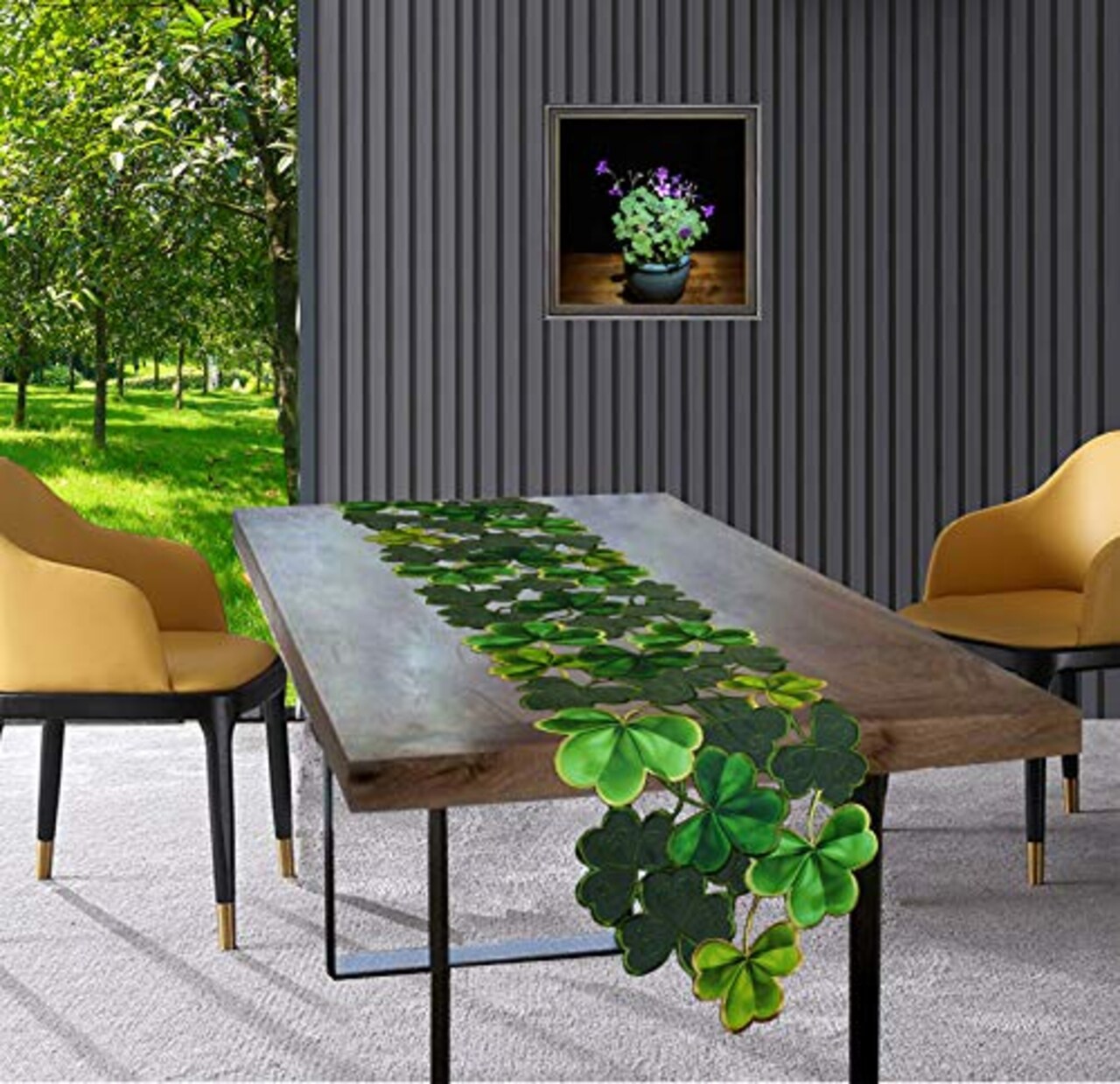 Embroidered Irish Clover Table Runner for St. Patrick’s Day, Spring Decorations (14 x 34 inches)